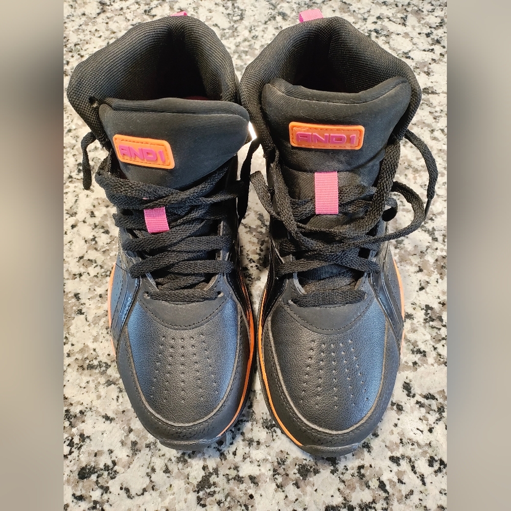 AND1 Women's 9.5 Black and Pink High-Top Sneakers